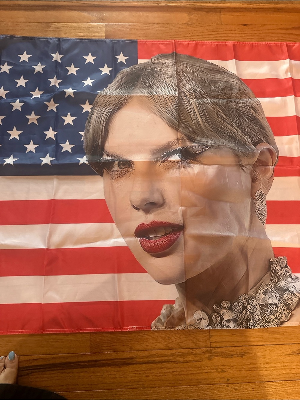Large Flag Poster with Taylor Swift portrait  and American Flag Motif
